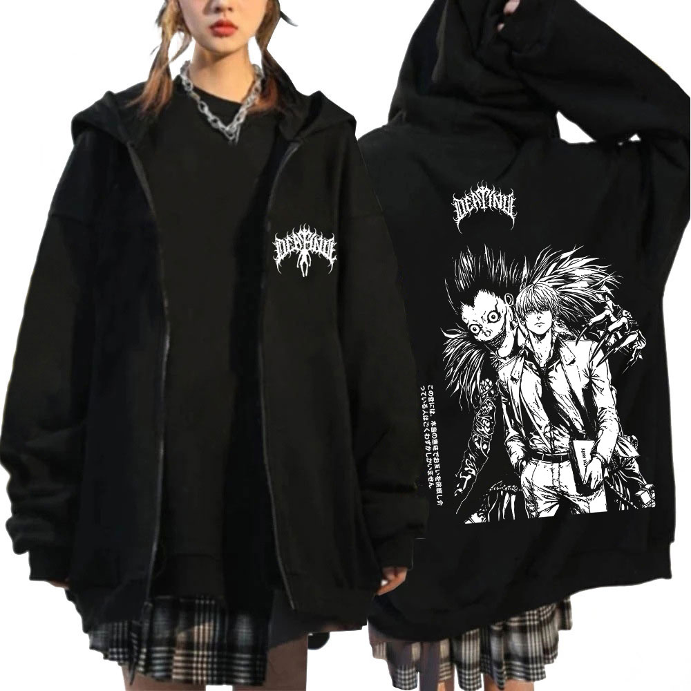 Mens Fashion Zip Up Hoodies - เสื้อฮู้ดซิปอนิเมะ เดธโน้ต ริว ยาคามิ ไลท์ แอล·ลอว์ลีเอท