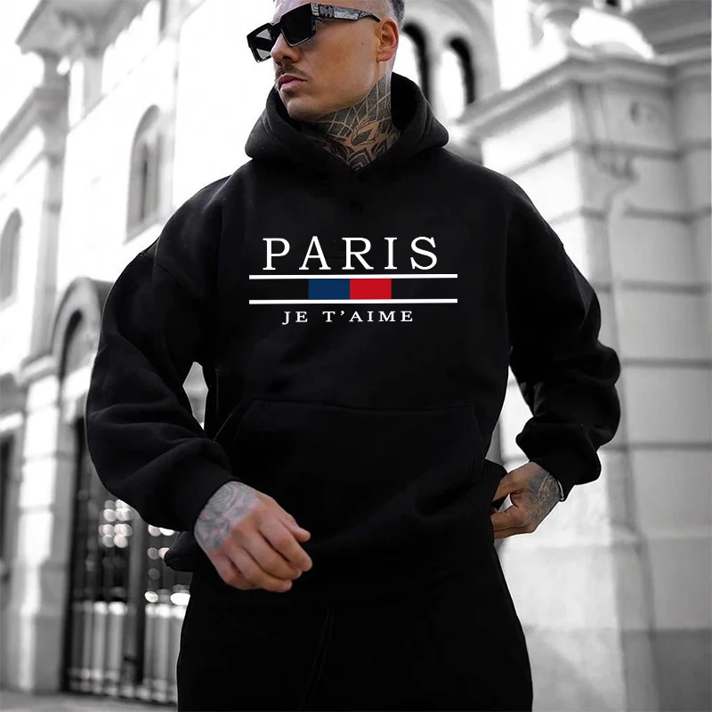 Men'S Fashion Paris 2025 - ปารีสแฟชั่นHoodieสําหรับชายUrban Casual Hoodedเสื้อแขนยาวชายAll Season DailyกีฬาSweatshirt 2025