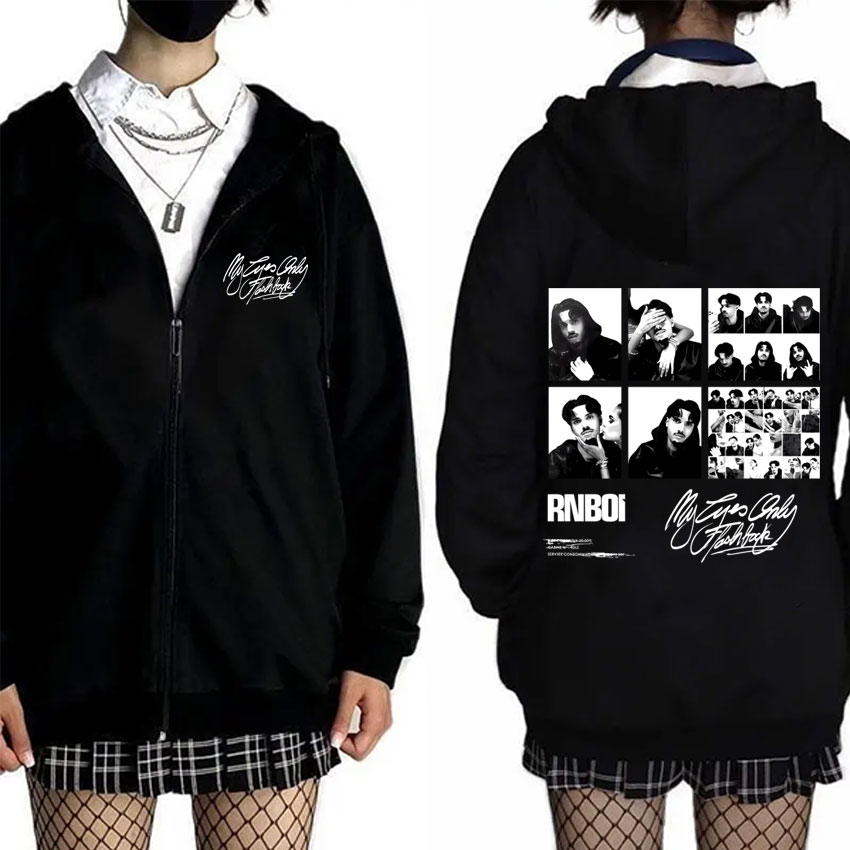 Mens Fashion Zip Up Hoodies - เสื้อฮู้ดซิป Rapper RnBoi My Eyes Only