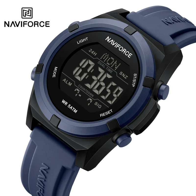 Men'S Fashion Week 2026 - NAVIFORCE 2026 นาฬิกาสำหรับผู้ชายนาฬิกาปลุกนาฬิกาจับเวลา 5ATM กันน้ำจอแสดงผล LCD