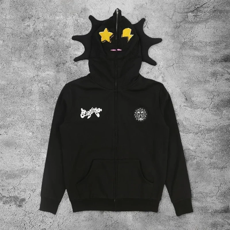 Mens Fashion Zip Up Hoodies - ผู้หญิงผู้ชาย Y2K แฟชั่น Hoodie ตัวอักษรกราฟิกพิมพ์ Zip