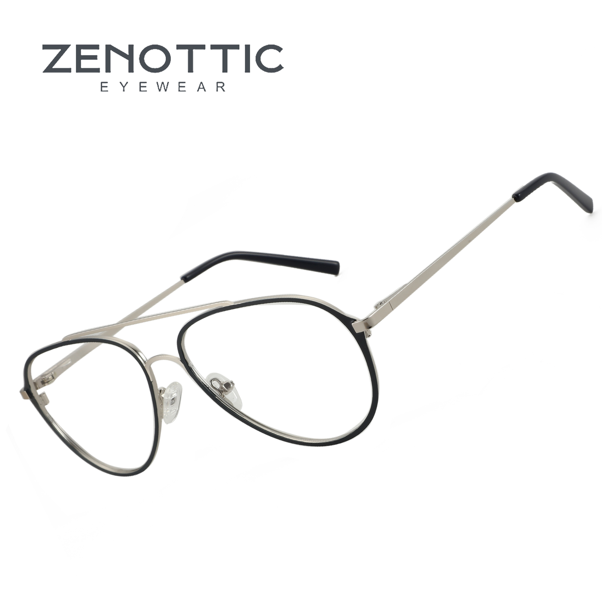 Men'S Fashion Non Prescription Glasses - Zenottic แว่นตานักบินแฟชั่นใหม่แว่นตาสะพานคู่ผู้ชายแว่นตาโลหะน้ำหนักเบาพิเศษไม่ใช่ใบสั่ง F3106