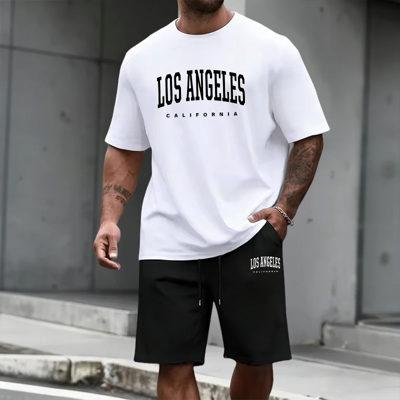 Men'S Fashion For Summer 2026 - ชุดวอร์มผู้ชาย เสื้อแขนสั้นและกางเกงขาสั้นยาวระดับเข่า แฟชั่นลำลองประจำวันฤดูร้อนปี 2026 เสื้อยืด ชุดออกกำลังกาย