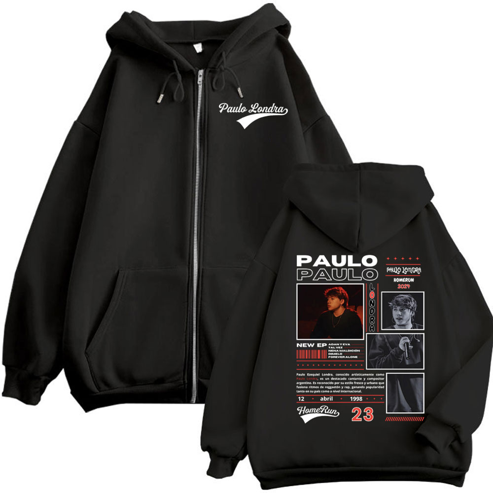 Mens Fashion Zip Up Hoodies - Rapper Paulo Londra Homerun อัลบั้ม Merch