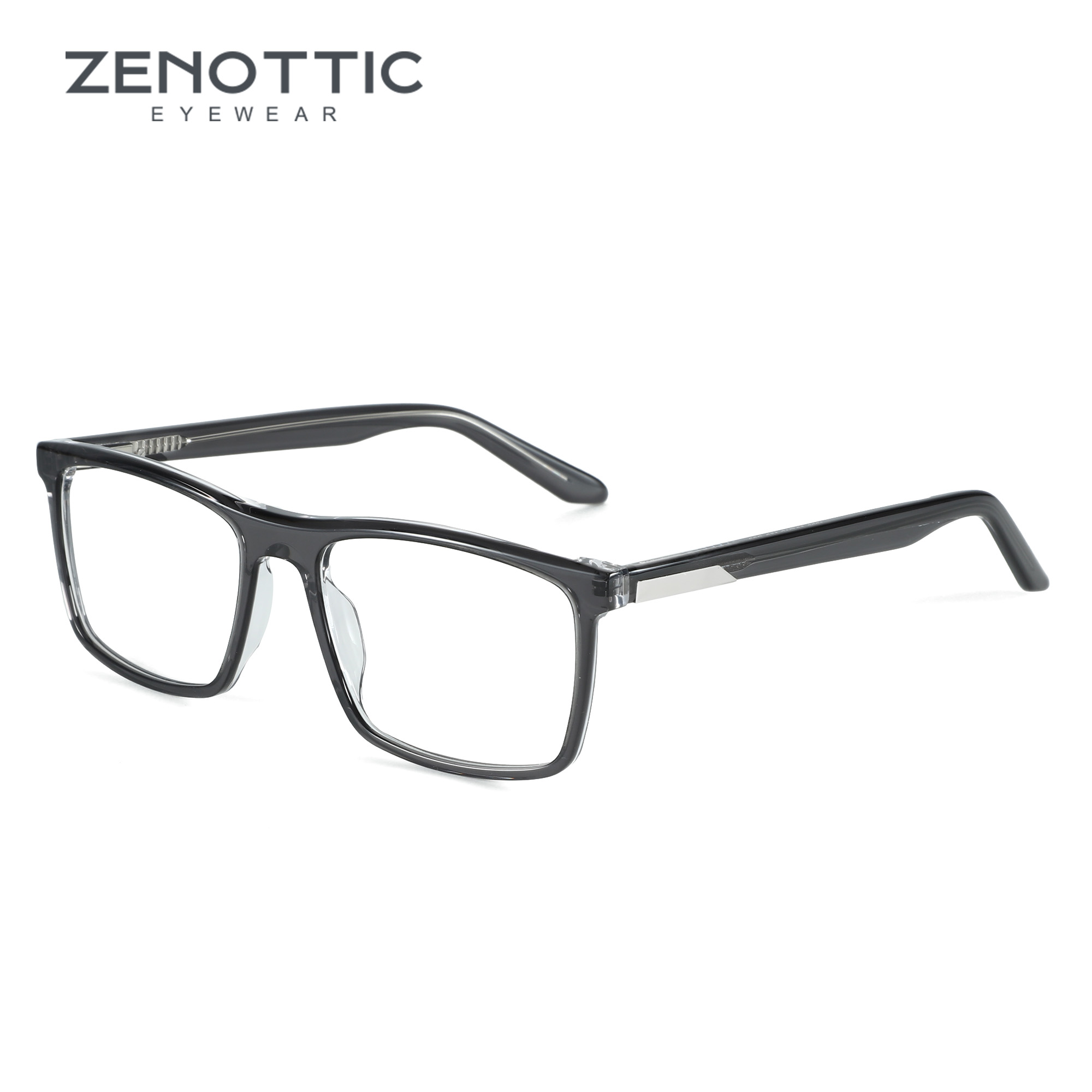 Men'S Fashion Non Prescription Glasses - ZENOTTICแนวโน้มAcetateแว่นตาขนาดใหญ่กรอบสแควร์Solid Splicingแว่นตาแฟชั่นNon-Prescriptionแว่นตา 1986