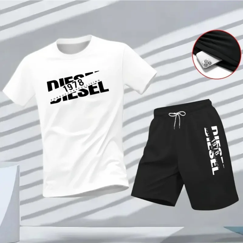 Queer Men'S Fashion - คอลเลคชั่นฤดูร้อนใหม่ 2026 เสื้อยืดลำลองแฟชั่นสปอร์ตสำหรับผู้ชาย ชุดเซ็ตพิมพ์ลายชายหาด แขนสั้น ชุดออกกำลังกายแฟชั่น