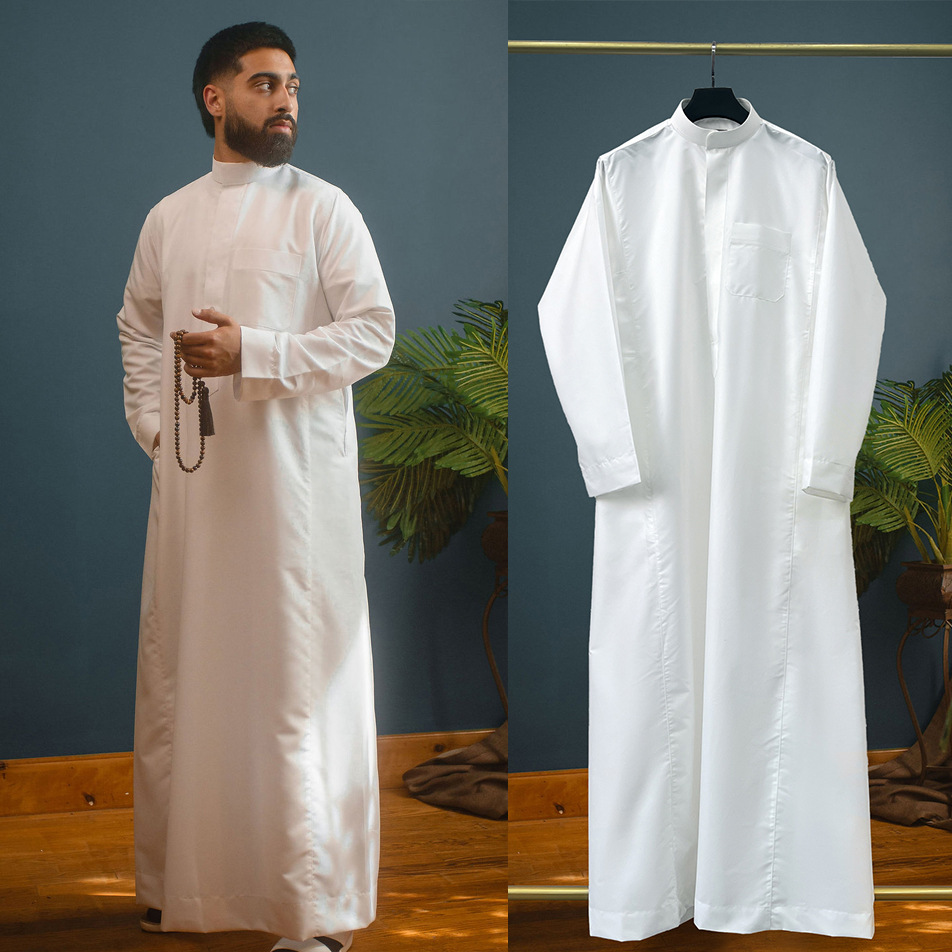Dubai Men'S Fashion - ชุดคลุมแบบมีซิปสำหรับผู้ชายมุสลิม จุบบะ โธบ คิโมโน ชุดเดรสแบบซาอุดิอาระเบีย เสื้อผ้าอิสลาม