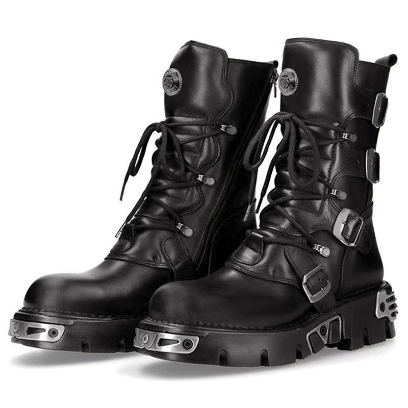 Men'S Fashion For 30 Year Olds - รองเท้าบูทมอเตอร์ไซค์ทรงสูงสไตล์พังก์กอธิคสำหรับผู้ชาย รองเท้าหนังแท้ รองเท้าบูทคาวบอยแบบมีพื้น รองเท้าบูทยาวสำหรับผู้หญิง รองเท้าบูทดีไซเนอร์สำหรับผู้ชาย