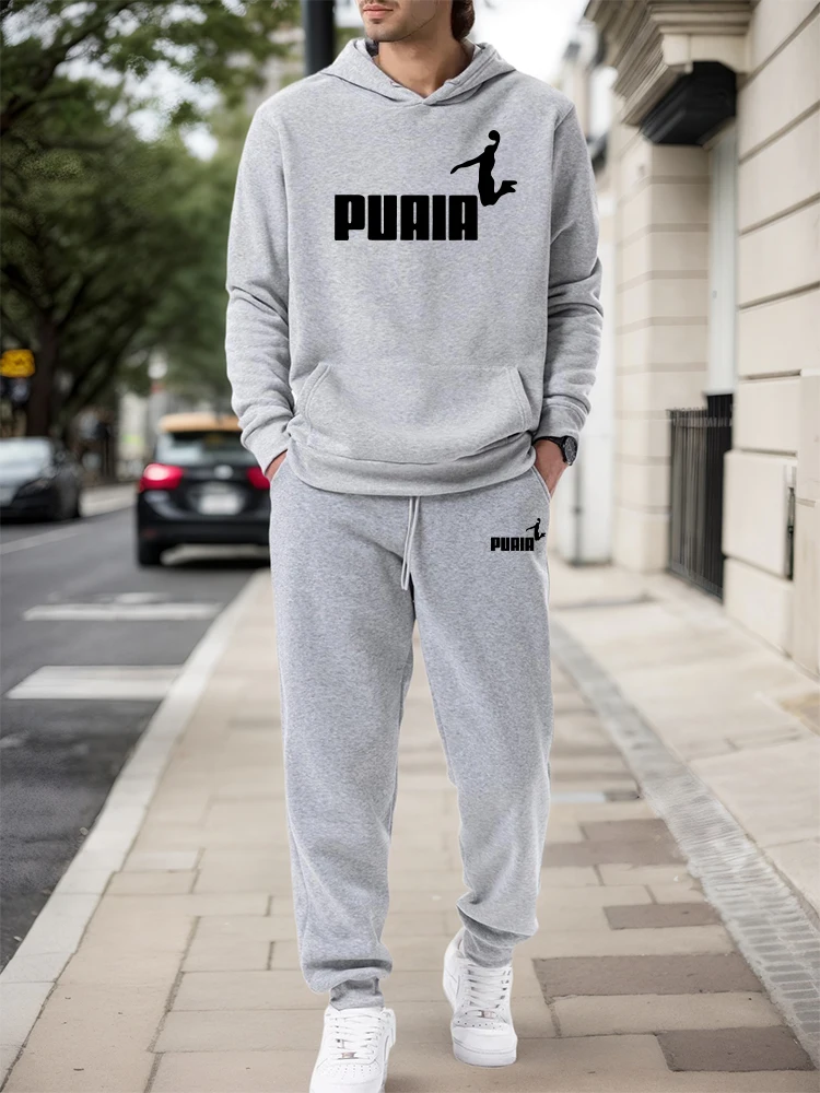 Mens Fashion Urban - ชุดเซ็ตผู้ชาย/เสื้อฮู้ด/กางเกงขายาว ฤดูใบไม้ร่วง-ฤดูหนาว 2026 ชุดลำลองสปอร์ต เสื้อฮู้ดแบบสวมหัวและกางเกงขายาว แฟชั่นแนวสตรีท