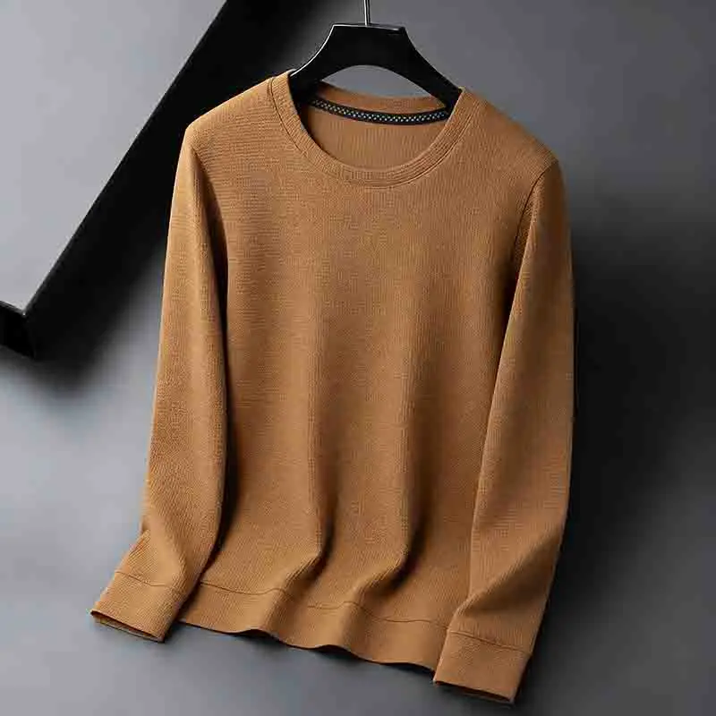 Knitted Cardigan Men - เสื้อสเวตเตอร์คอกลมผู้ชายแบบเรียบง่ายรุ่นใหม่ปี 2026 ระบายอากาศได้ดี แขนยาว ถักทออย่างประณีต