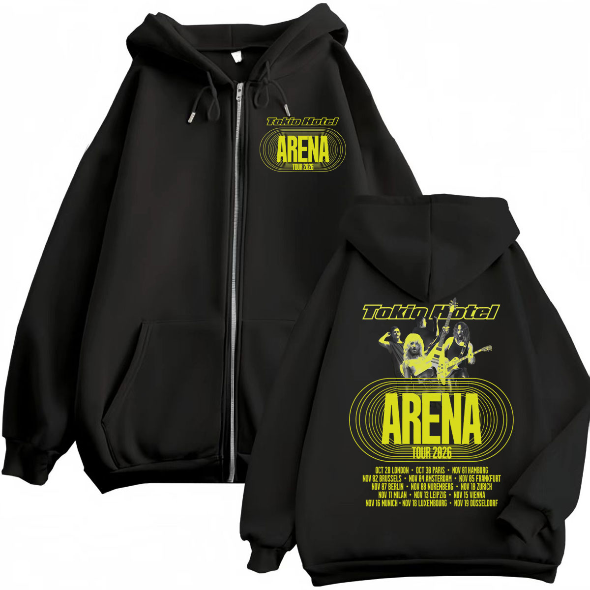 Mens Fashion Zip Up Hoodies - โตเกียว โฮเทล อารีน่า ทัวร์ 2026 เสื้อฮู้ดซิปผู้ชายผู้หญิงแฟชั่นร็อคเสื้อพูลโอเวอร์แบบมีซิปคุณภาพสูงเสื้อแขนยาวผ้าฟลีซ