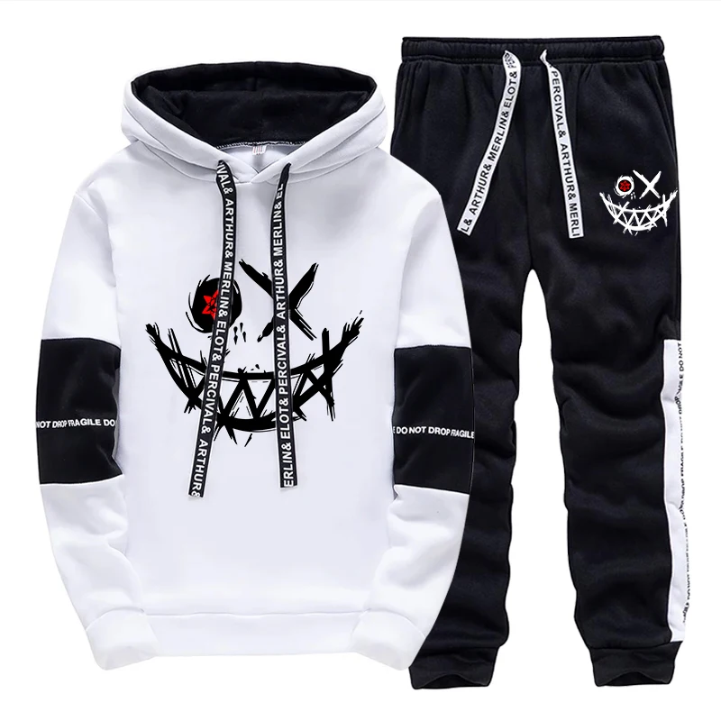 Mens Fashion Urban - ชุดเซ็ตผู้ชาย/เสื้อฮู้ด/กางเกงขายาว ฤดูใบไม้ร่วง 2026 แฟชั่นลำลองประจำวัน เสื้อฮู้ดมีฮู้ดและกางเกงจ็อกเกอร์ ชุดกีฬาแนวสตรีททันสมัย