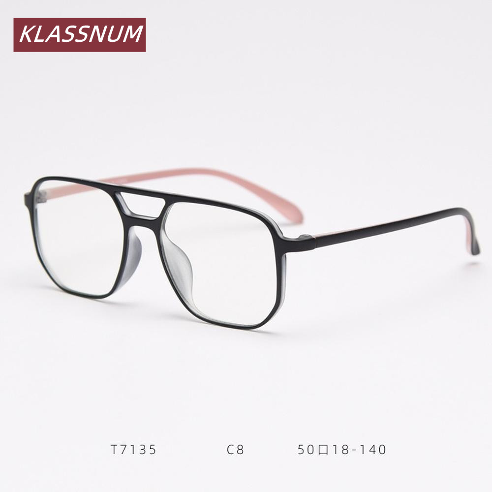 Men'S Fashion Non Prescription Glasses - KLASSNUM ดับเบิ้ลบリッジทรงสี่เหลี่ยมกรอบแว่นตาผู้ชายผู้หญิงเรโทรเลนส์ใสไม่มีใบสั่งยาแว่นตาแฟชั่นเกาหลีแว่นตาแฟชั่น