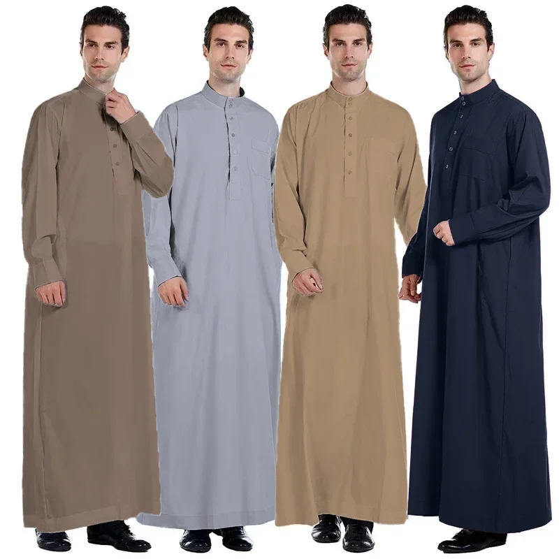 Dubai Men'S Fashion - ผู้ชาย Dishdasha มุสลิมแขนยาวชุด Daffah Thobe Jubba