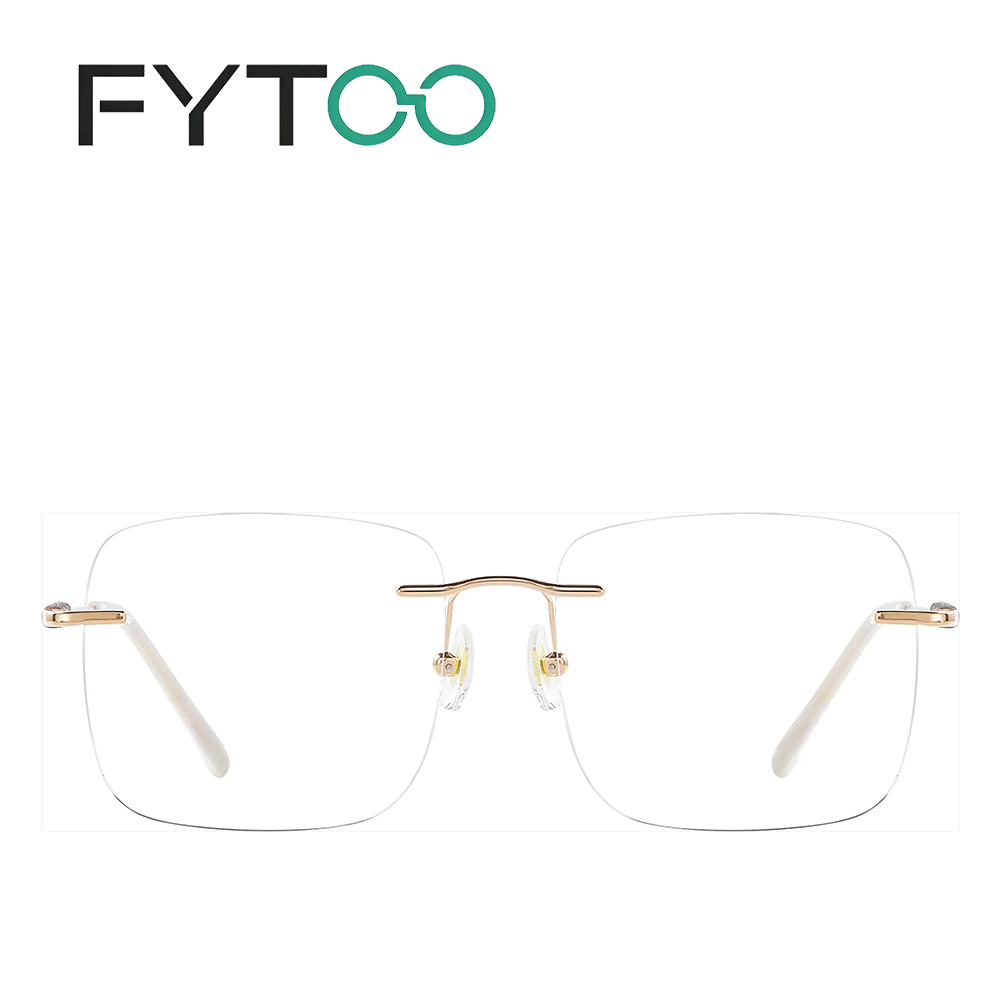 Men'S Fashion Non Prescription Glasses - แว่นตา FYTOO รุ่น Unisex สีโรสโกลด์ ป้องกันแสงสีฟ้า