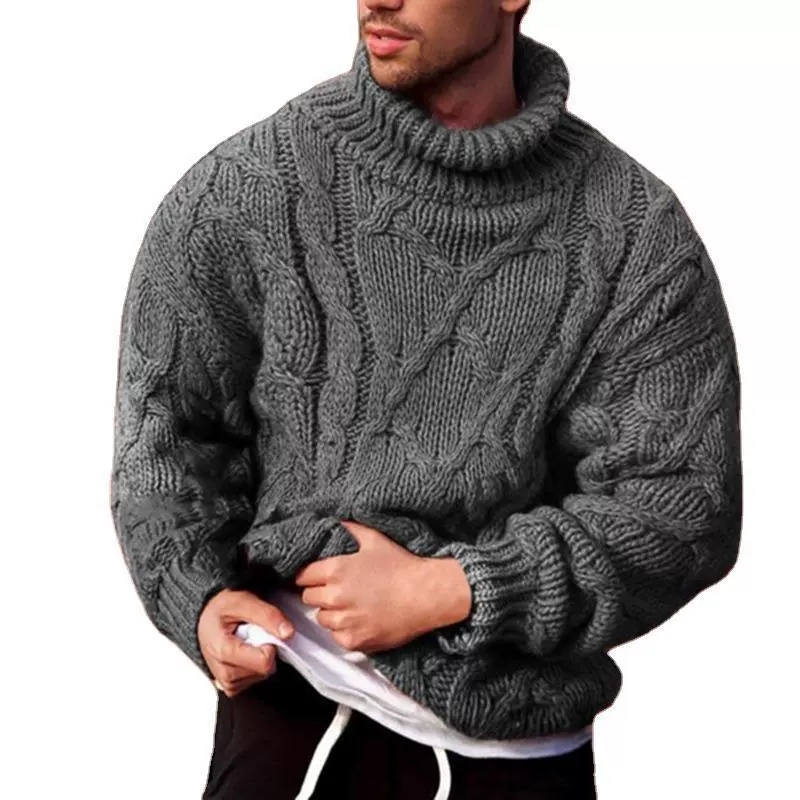 เสื้อสเวตเตอร์ผู้ชายคอสูงลายดอ - Knitted Cardigan Men บทวิจารณ์และราคา