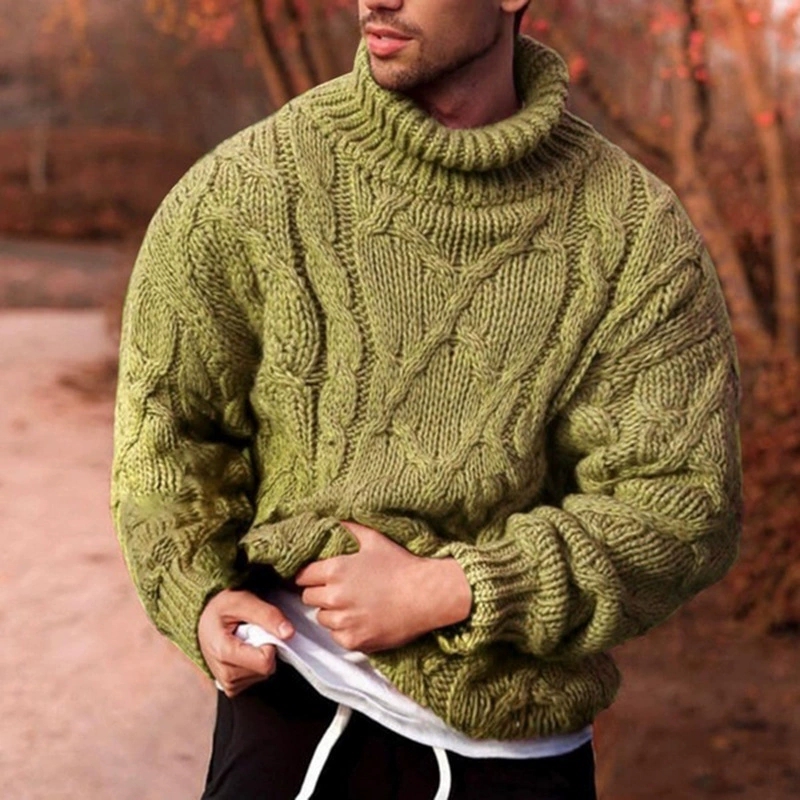 เสื้อสเวตเตอร์ผู้ชายคอสูงลายดอ - Knitted Cardigan Men บทวิจารณ์และราคา