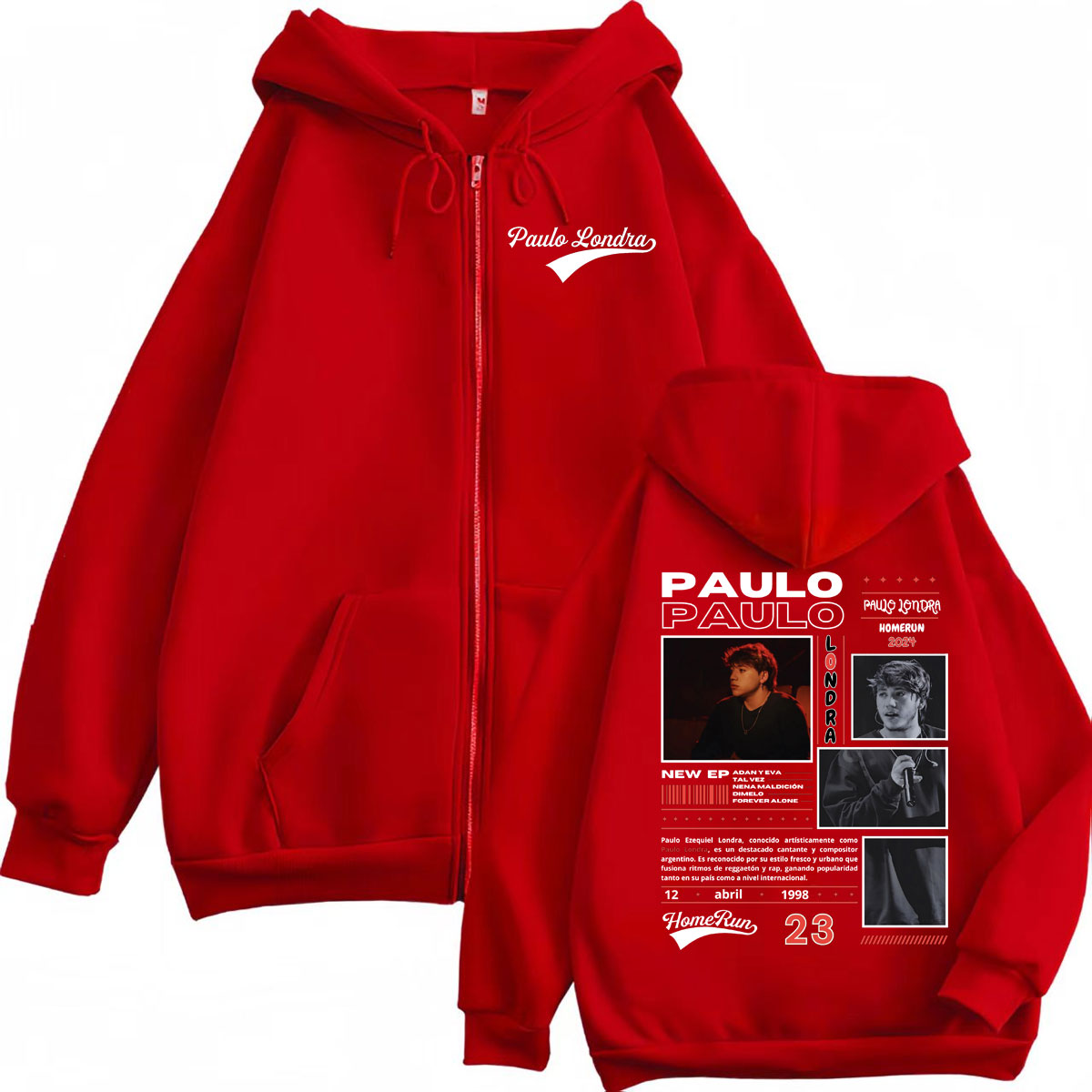 Rapper Paulo Londra Homerun อั - Mens Fashion Zip Up Hoodies บทวิจารณ์และราคา