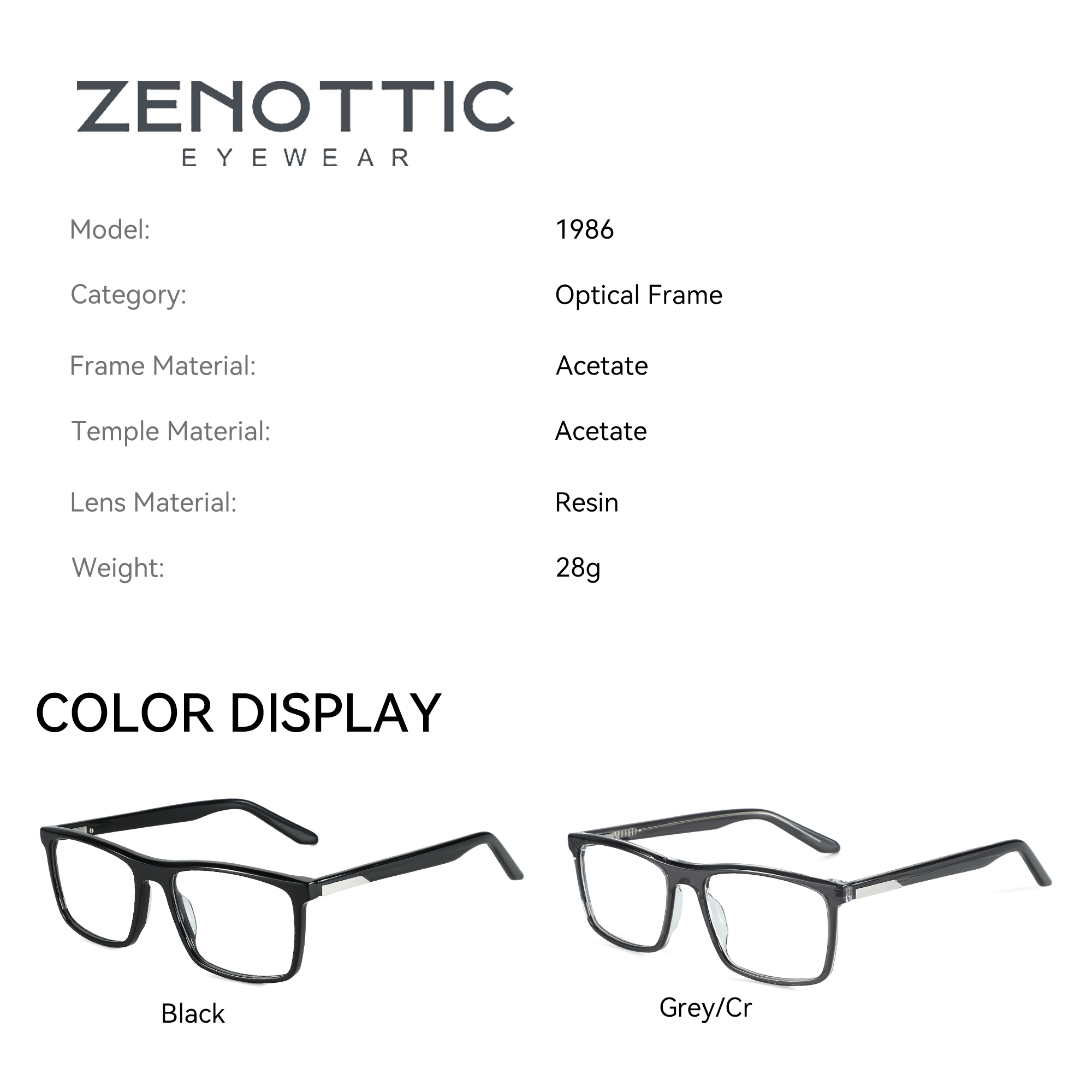 ZENOTTICแนวโน้มAcetateแว่นตาขน - Men'S Fashion Non Prescription Glasses บทวิจารณ์และราคา
