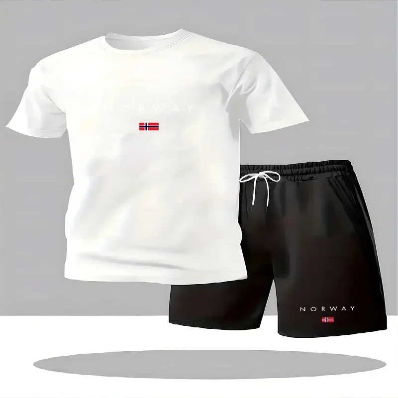 ชุดเซ็ตเสื้อยืดแขนสั้นกางเกงขา - Mens Fashion Urban บทวิจารณ์และราคา