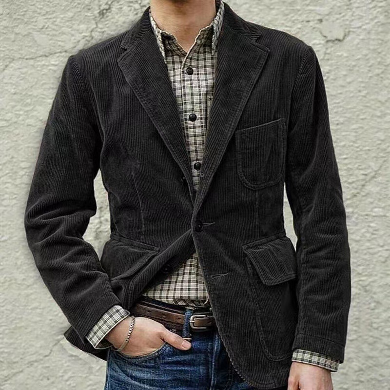 ชุดสูทลำลองสไตล์ยุโรปและอเมริก - Corduroy Jacket Men บทวิจารณ์และราคา