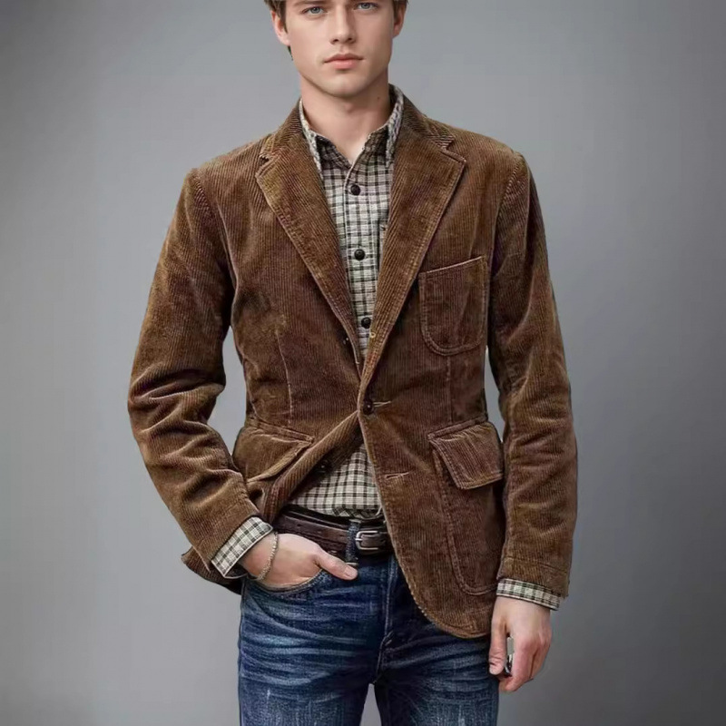 ชุดสูทลำลองสไตล์ยุโรปและอเมริก - Corduroy Jacket Men บทวิจารณ์และราคา