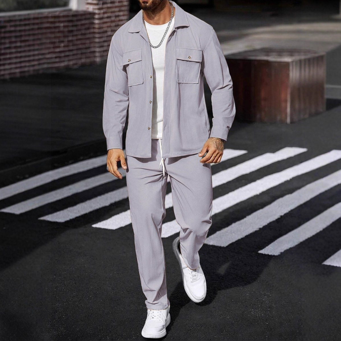ชุดเซ็ตเสื้อคาร์ดิแกนและกางเกง - Knitted Cardigan Men บทวิจารณ์และราคา