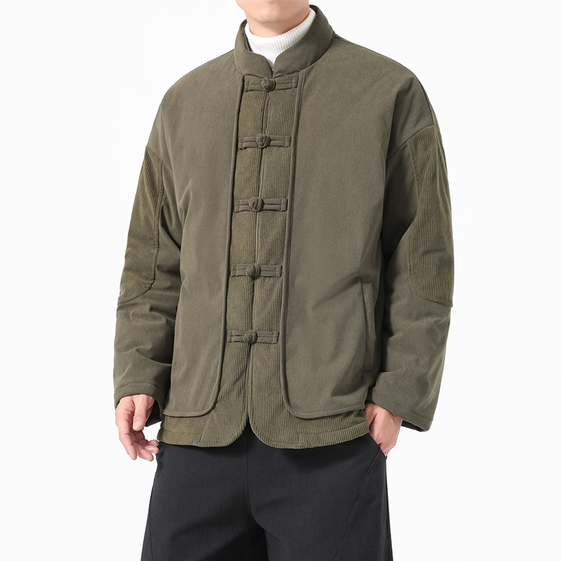 เสื้อแจ็คเก็ตบุผ้าฝ้ายสไตล์จีน - Corduroy Jacket Men บทวิจารณ์และราคา