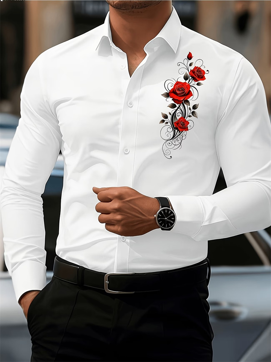 เสื้อเชิ้ตแขนยาวพิมพ์ลายดอกกุห - Queer Men'S Fashion บทวิจารณ์และราคา