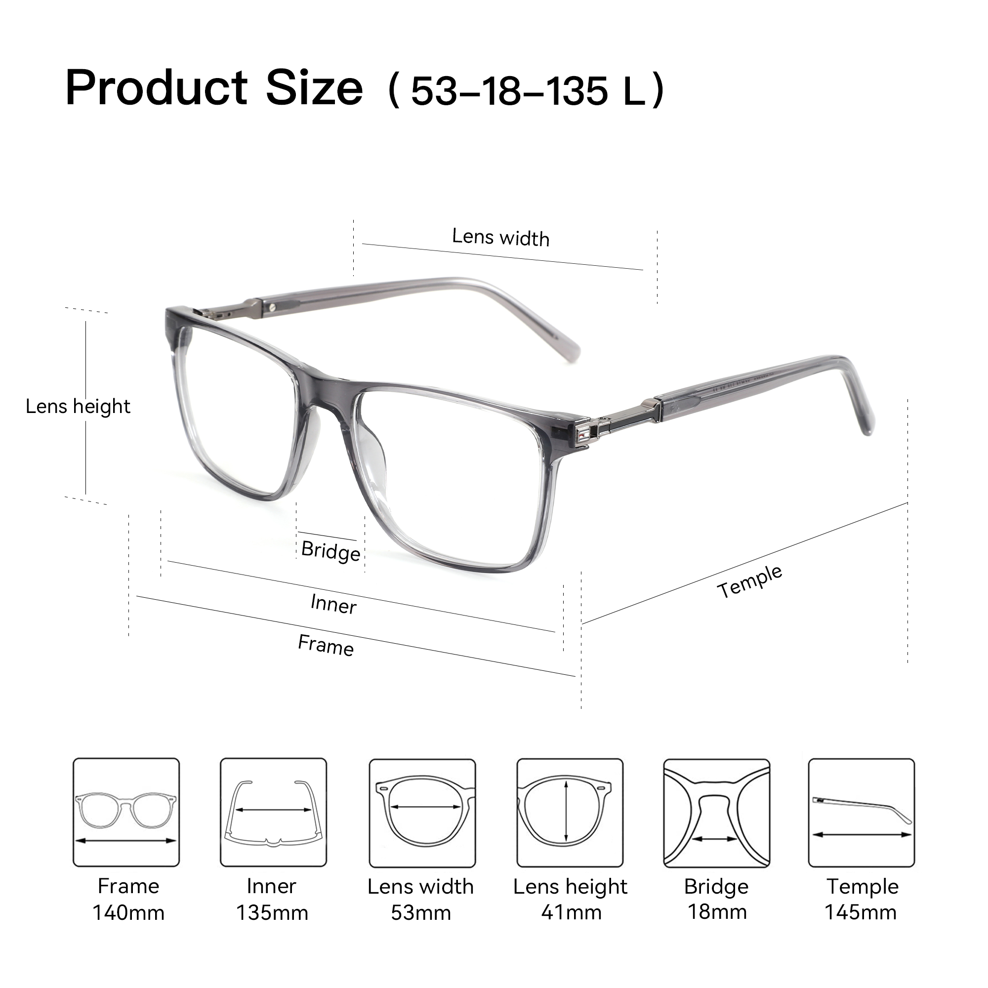BLUEMOKY แฟชั่นอะซิเตทกรอบแว่น - Men'S Fashion Non Prescription Glasses บทวิจารณ์และราคา