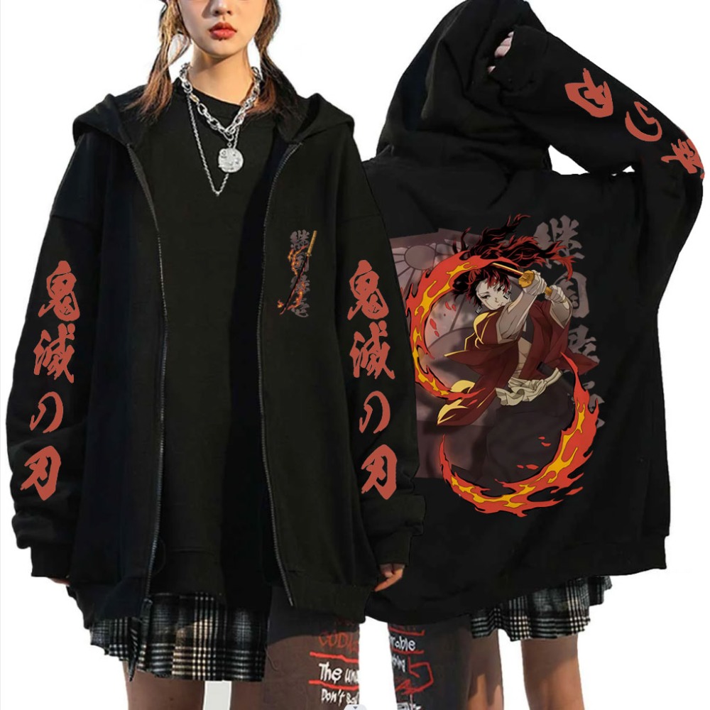 เสื้อฮู้ดซิป Demon Slayer ตัวล - Mens Fashion Zip Up Hoodies บทวิจารณ์และราคา