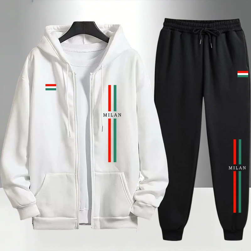 ชุดเซ็ตฮู้ดดี้ซิปและกางเกงวอร์ - Mens Fashion Urban บทวิจารณ์และราคา