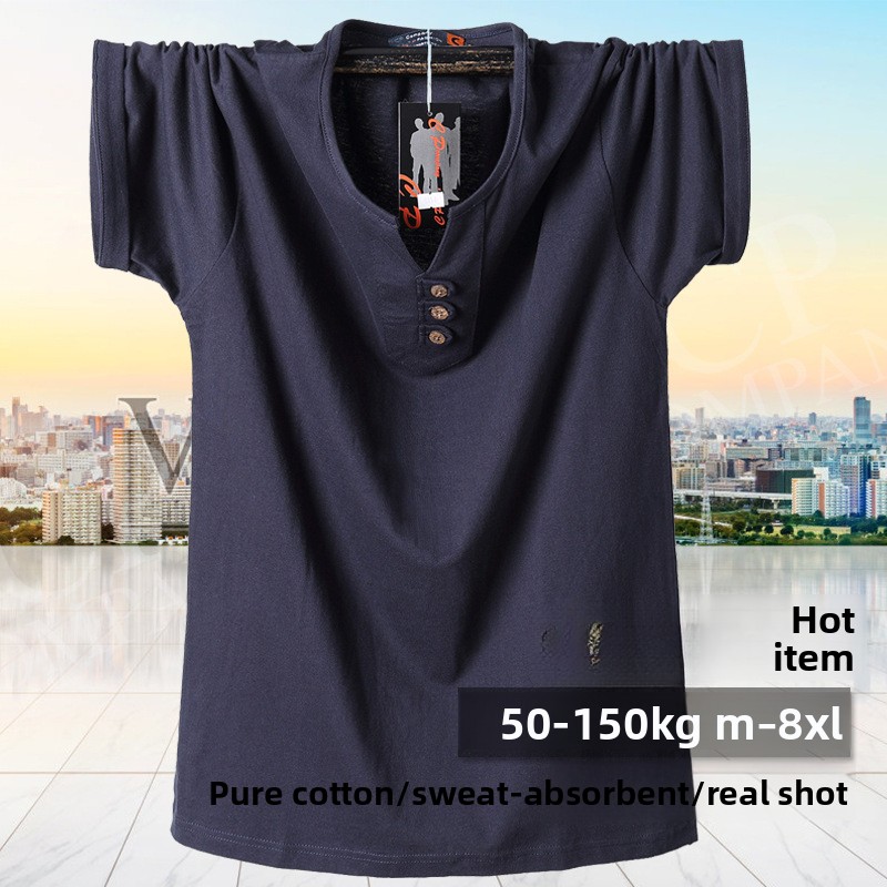 QICHE Heavy Cotton V Neck Tee  - Men'S Fashion For Big Guys บทวิจารณ์และราคา