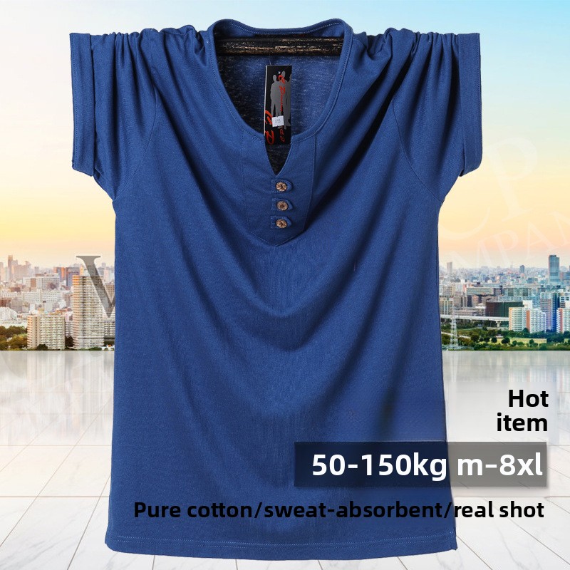 QICHE Heavy Cotton V Neck Tee  - Men'S Fashion For Big Guys บทวิจารณ์และราคา