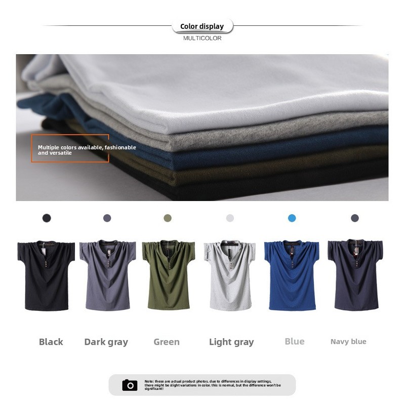 QICHE Heavy Cotton V Neck Tee  - Men'S Fashion For Big Guys บทวิจารณ์และราคา